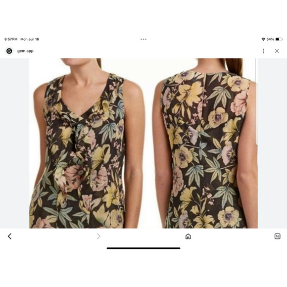 Cabi Womens Osaka Nights Blouse top sz M Floral Ruffle V-Neck Capsule Whimsigoth - Picture 1 of 10